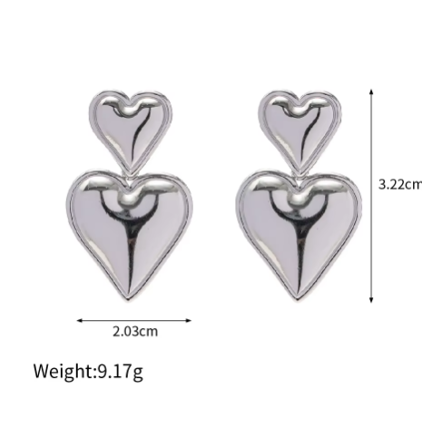 Teulrip Silver Love Earrings  Lightweight Heart Design Jewelry for Girls & Women