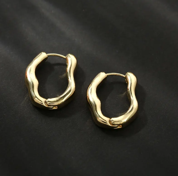Teulrip New Golden Irregular Hoop Shape Earrings for Girls & Women