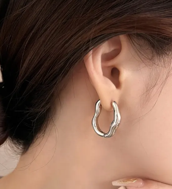 Teulrip Irregular Korean Trendy & Fashionable Hoop Earrings for Girls & Women