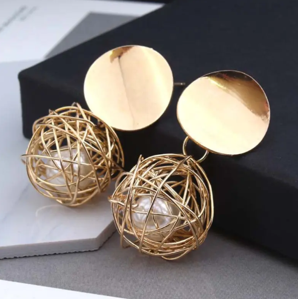 Teulrip Fashion Statement Ball Rapping Earrings  Geometric Ball Hanging Drop Dangle Earrings for Girls & Women