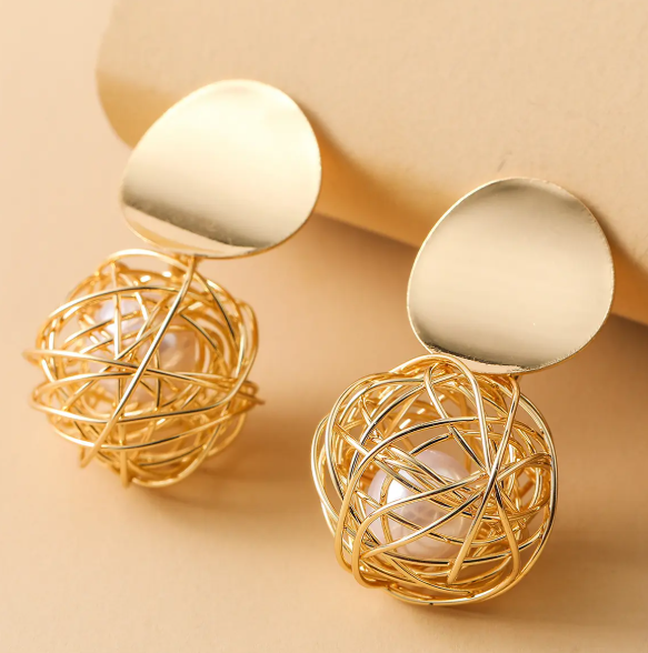 Teulrip Fashion Statement Ball Rapping Earrings  Geometric Ball Hanging Drop Dangle Earrings for Girls & Women