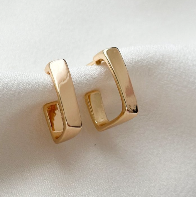 Teulrip Silver Needle Korean New Square Design Hoop Earrings for Girls & Women