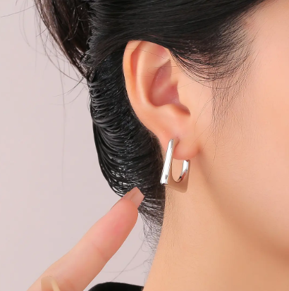 Teulrip Korean New Geometric U-Shaped Fashion & Trendy Earrings for Girls & Women
