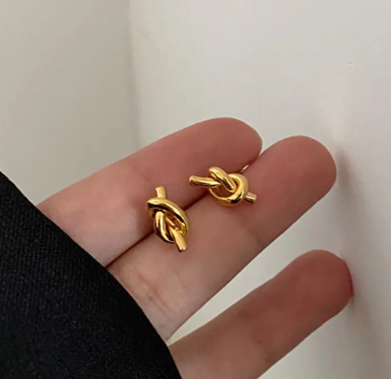 Teulrip Stainless Steel Twisted Rope Stud Earrings, Valentine small Love Knot Jewelry for Girls & Women