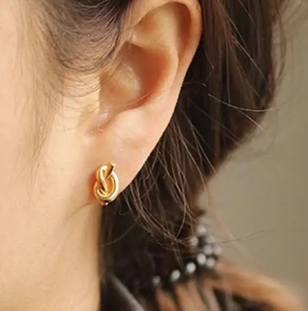 Teulrip Stainless Steel Twisted Rope Stud Earrings, Valentine small Love Knot Jewelry for Girls & Women