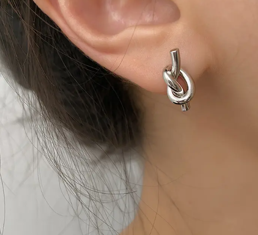 Teulrip Stainless Steel Twist Love Knot Stud Earrings, Valentine Jewelry for Girls & Women