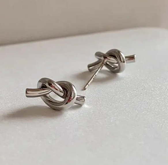 Teulrip Stainless Steel Twist Love Knot Stud Earrings, Valentine Jewelry for Girls & Women