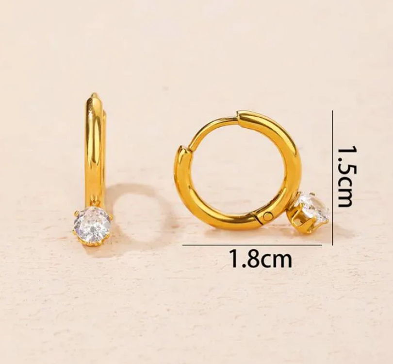 Teulrip Small Diamonds Stud Titanium Steel Hoop Earrings, Elegant Temperament Jewelry for Girls & Women