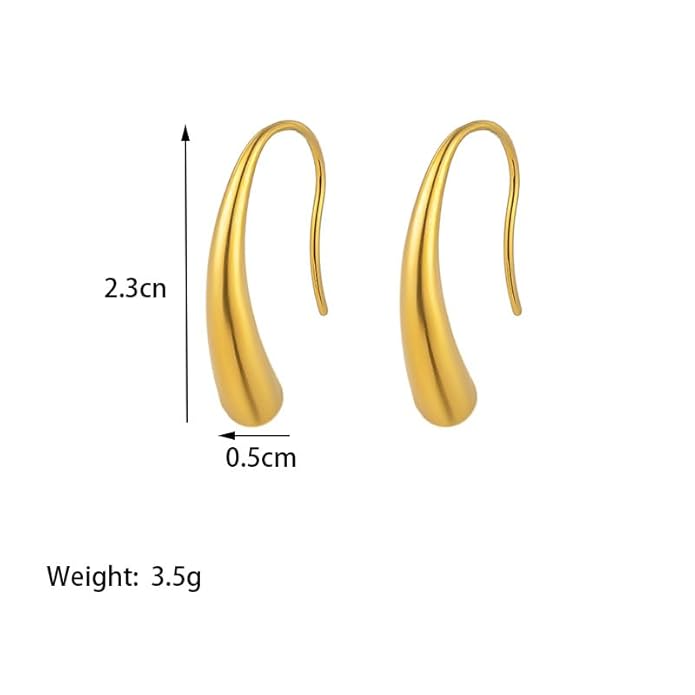 Teulrip Gold Plated Statement Ear Studs Titanium Steel Hook Earrings for Girls & Women