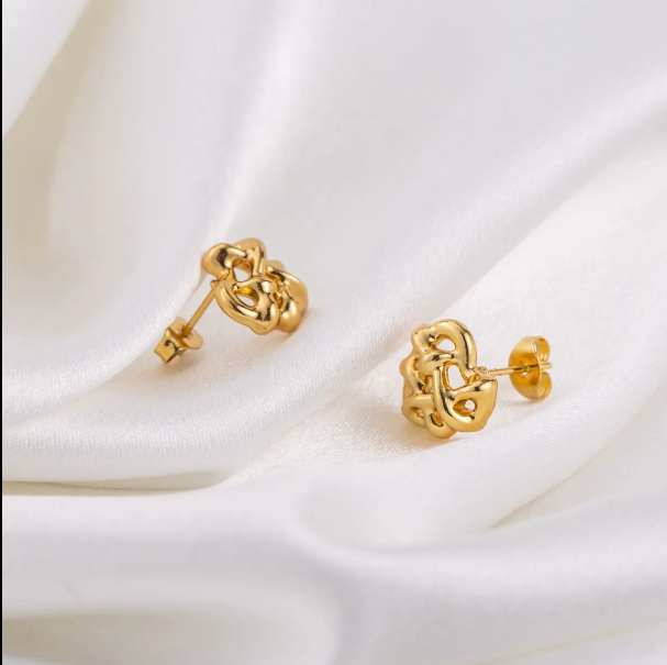 Teulrip Irregular Heart Valentine Luxury Personalized Geometric Stainless Steel Earrings for Girls & Women