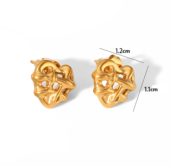 Teulrip Irregular Heart Valentine Luxury Personalized Geometric Stainless Steel Earrings for Girls & Women