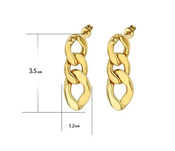 Teulrip Gold Plated Stainless Steel Geometric Link Chain Earrings for Girls & Women