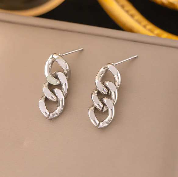 Teulrip Waterproof Stainless Steel Thick Cuban Link Chain Earrings for Girls & Women