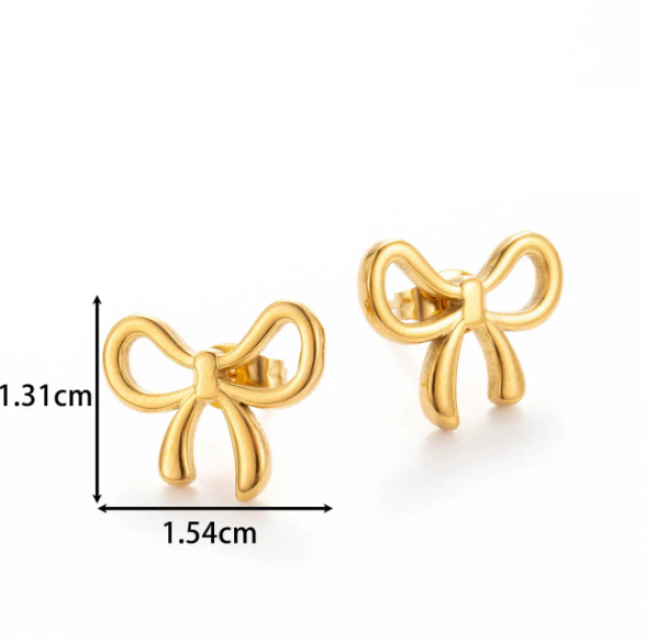 Teulrip Waterproof Stainless Steel Small Bow Stud Earrings for Girls & Women
