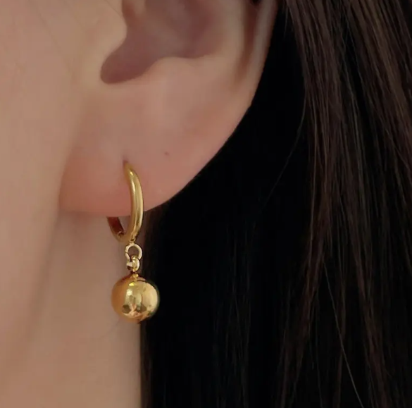 Teulrip Classic Vintage Stainless Steel Pendant Bright Round Ball Earrings for Girls & Women