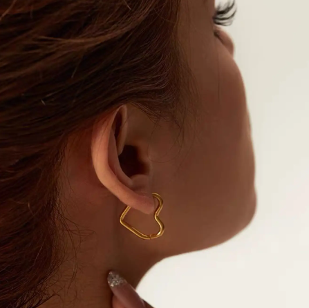 Teulrip Valentine Love Style Gold Plated Heart Hoop Earrings Tarnish Free Stainless Steel Jewelry for Girls & Women