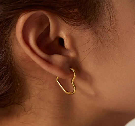 Teulrip Valentine Love Style Gold Plated Heart Hoop Earrings Tarnish Free Stainless Steel Jewelry for Girls & Women