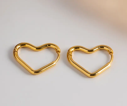 Teulrip Valentine Love Style Gold Plated Heart Hoop Earrings Tarnish Free Stainless Steel Jewelry for Girls & Women