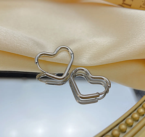 Teulrip Valentine Unique Heart Hoop Huggie Stainless Steel Earrings for Girls & Women Cute & Stylish Jewelry for Everyday Wear
