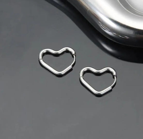 Teulrip Valentine Unique Heart Hoop Huggie  Stainless Steel Earrings for Girls & Women  Cute & Stylish Jewelry for Everyday Wear