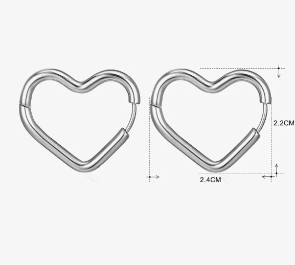 Teulrip Valentine Unique Heart Hoop Huggie  Stainless Steel Earrings for Girls & Women  Cute & Stylish Jewelry for Everyday Wear