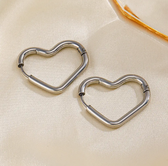 Teulrip Valentine Unique Heart Hoop Huggie  Stainless Steel Earrings for Girls & Women  Cute & Stylish Jewelry for Everyday Wear
