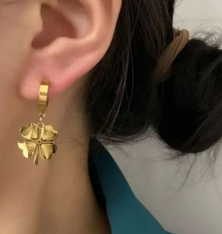 Teulrip Personalized Design Statement Titanium Steel Valentine Love Clover Flower Earrings Elegant & Unique Jewelry for Girls & Women