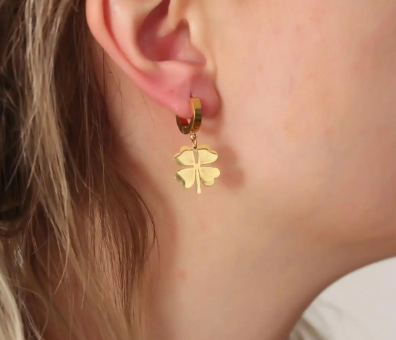 Teulrip Personalized Design Statement Titanium Steel Valentine Love Clover Flower Earrings  Elegant & Unique Jewelry for Girls & Women
