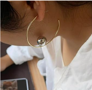 Teulrip Luxury Spiral Half Hoop Fashion Ball Earrings with Hypoallergenic Needle for Girls & Women