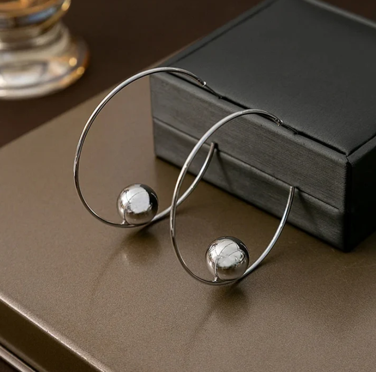 Teulrip Luxury Spiral Half Hoop Fashion Ball Earrings with Hypoallergenic Needle for Girls & Women