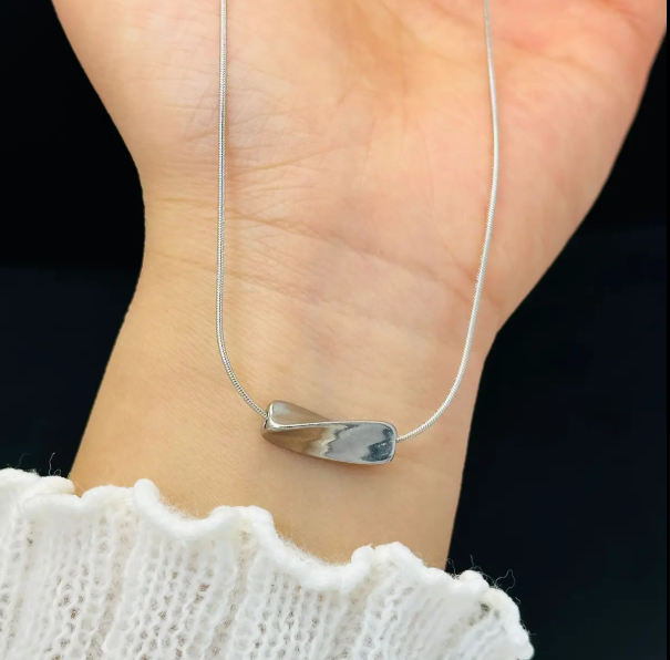 TEULRIP Minimalist Stainless Steel Geometric Pendant Necklace Modern & Elegant Jewelry for Girls & Women