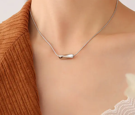 TEULRIP Minimalist Stainless Steel Geometric Pendant Necklace Modern & Elegant Jewelry for Girls & Women