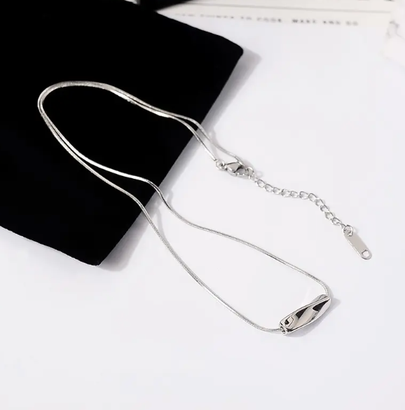 TEULRIP Minimalist Stainless Steel Geometric Pendant Necklace Modern & Elegant Jewelry for Girls & Women