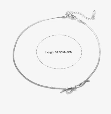 TEULRIP Fashionable Stylish Bow Choker Stainless Steel Snake Chain Necklace for Girls & Women