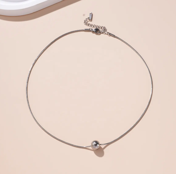 TEULRIP Round Ball Thin Snake Chain Elegant Stainless Steel Valentine's Necklace for Girls & Women