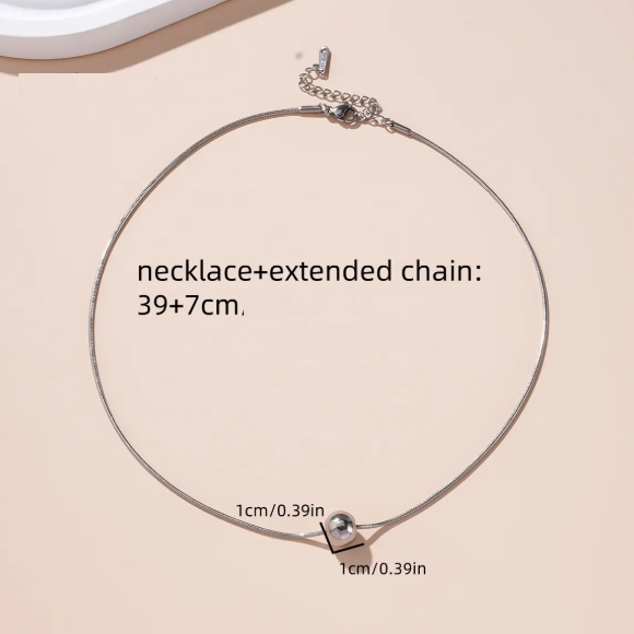 TEULRIP Round Ball Thin Snake Chain Elegant Stainless Steel Valentine's Necklace for Girls & Women