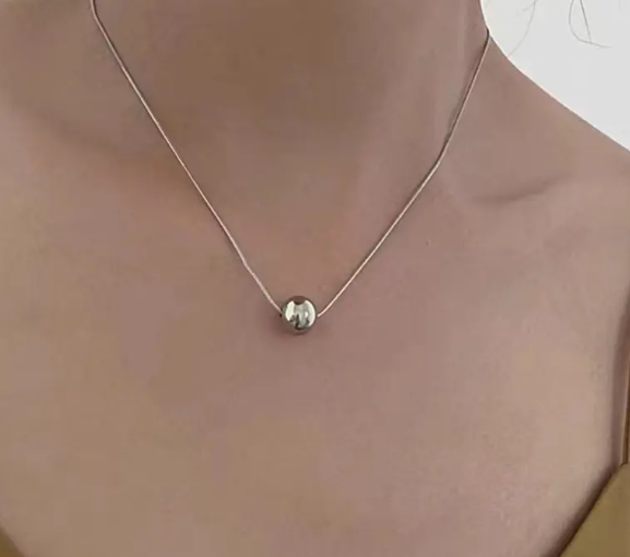 TEULRIP Round Ball Thin Snake Chain Elegant Stainless Steel Valentine's Necklace for Girls & Women