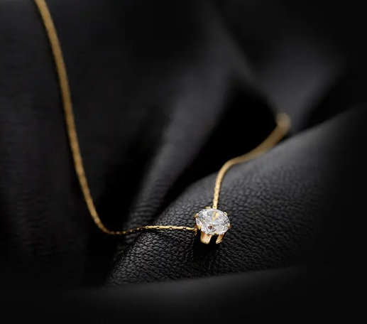 TEULRIP Stainless Steel Cubic Zircon Keel Diamond Necklace Elegant Jewelry for Girls & Women