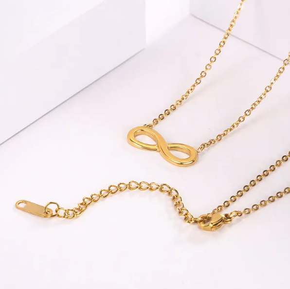 TEULRIP Stainless Steel Gold Plated Infinity Shape Necklace No Fade Jewelry for Girls & Women