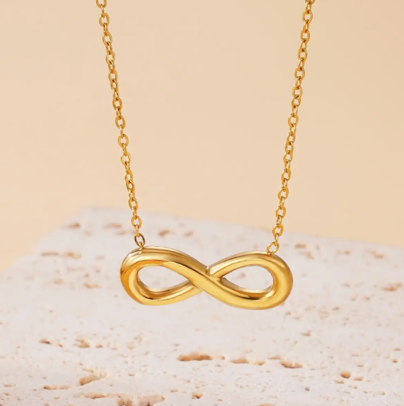 TEULRIP Stainless Steel Gold Plated Infinity Shape Necklace  No Fade Jewelry for Girls & Women
