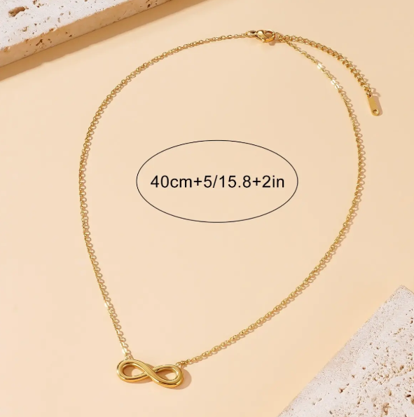TEULRIP Stainless Steel Gold Plated Infinity Shape Necklace  No Fade Jewelry for Girls & Women
