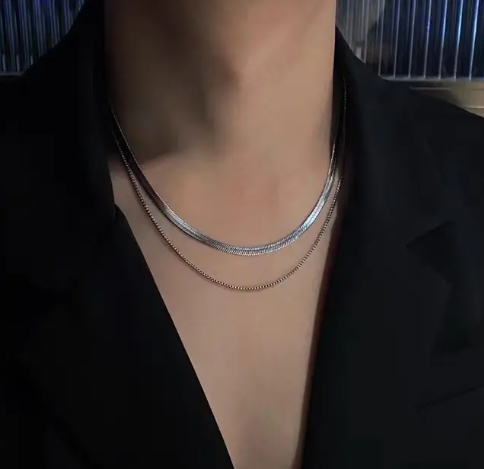 TEULRIP Trendy Double Layer Stainless Steel Long Chain Necklace  Simple Daily Jewelry for Girls & Women
