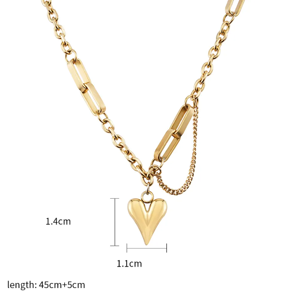 TEULRIP Stainless Steel Slender Valentine Love Heart Pendant Necklace for Girls & Women