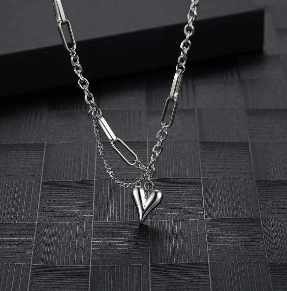 TEULRIP Stainless Steel Valentine Heart Layered Necklace for Girls & Women