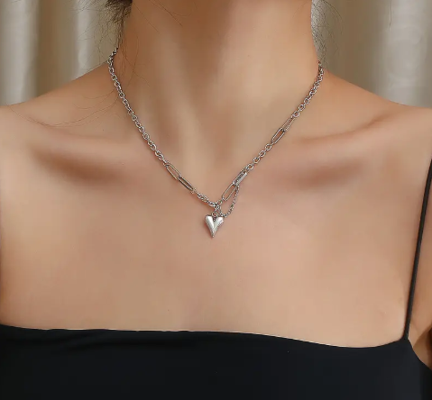 TEULRIP Stainless Steel Valentine Heart Layered Necklace for Girls & Women