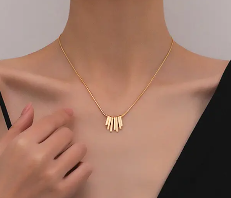 TEULRIP Luxury Gold Plated Stainless Steel Irregular Small Square Pendant, Geometric Block Pendant Necklace for Girls & Women