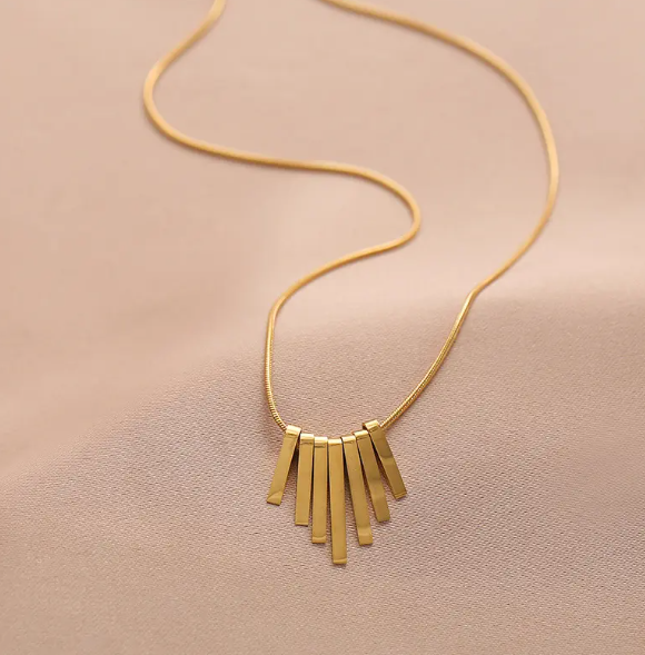 TEULRIP Luxury Gold Plated Stainless Steel Irregular Small Square Pendant, Geometric Block Pendant Necklace for Girls & Women