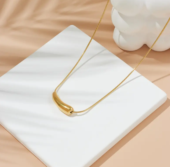 TEULRIP New Stainless Steel Small Eggplant Pendant Necklace  Minimalist Jewelry for Girls & Women