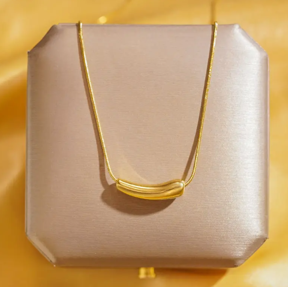 TEULRIP New Stainless Steel Small Eggplant Pendant Necklace  Minimalist Jewelry for Girls & Women