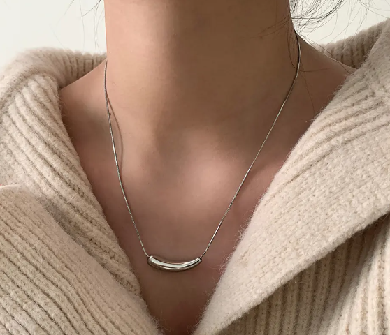 TEULRIP Pepper and Eggplant Charm Necklace Chic and Minimalistic Stainless Steel Pendant Jewelry for Girls & Women